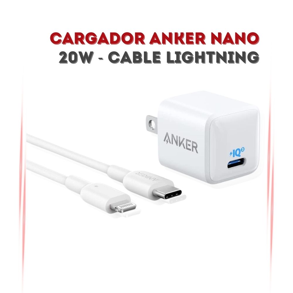 Cargador Anker Nano de 20W con Cable Lightning – Servicio Técnico